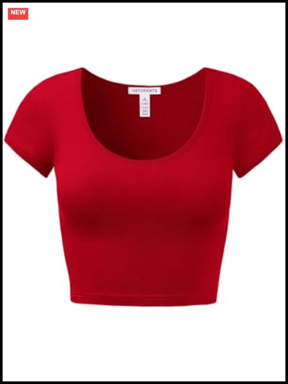 Women's Stretchy Cotton Crop Top Short Sleeve Scoop Neck Tee